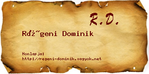Régeni Dominik névjegykártya